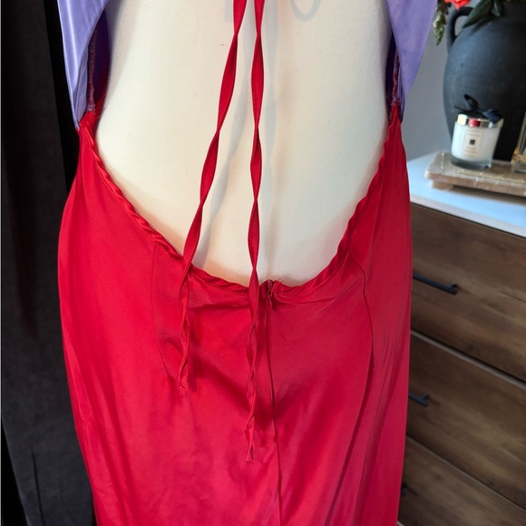 Red and Purple Satin Slip Dress - Picture 4 of 5